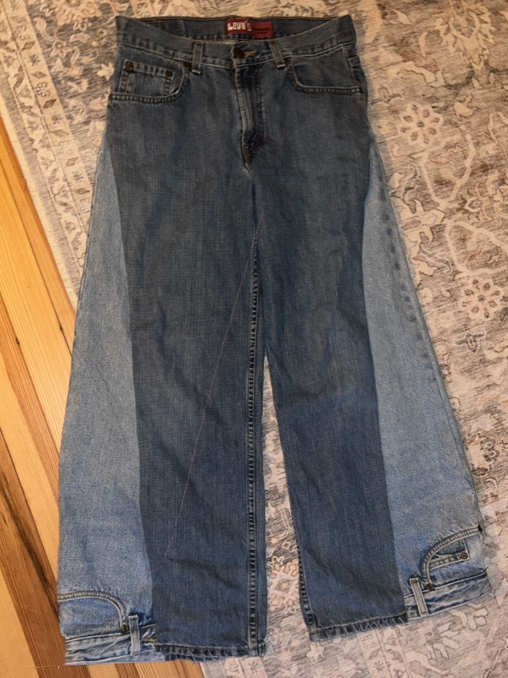Levi's Two-Tone Blue Panel Wide-Leg Jeans